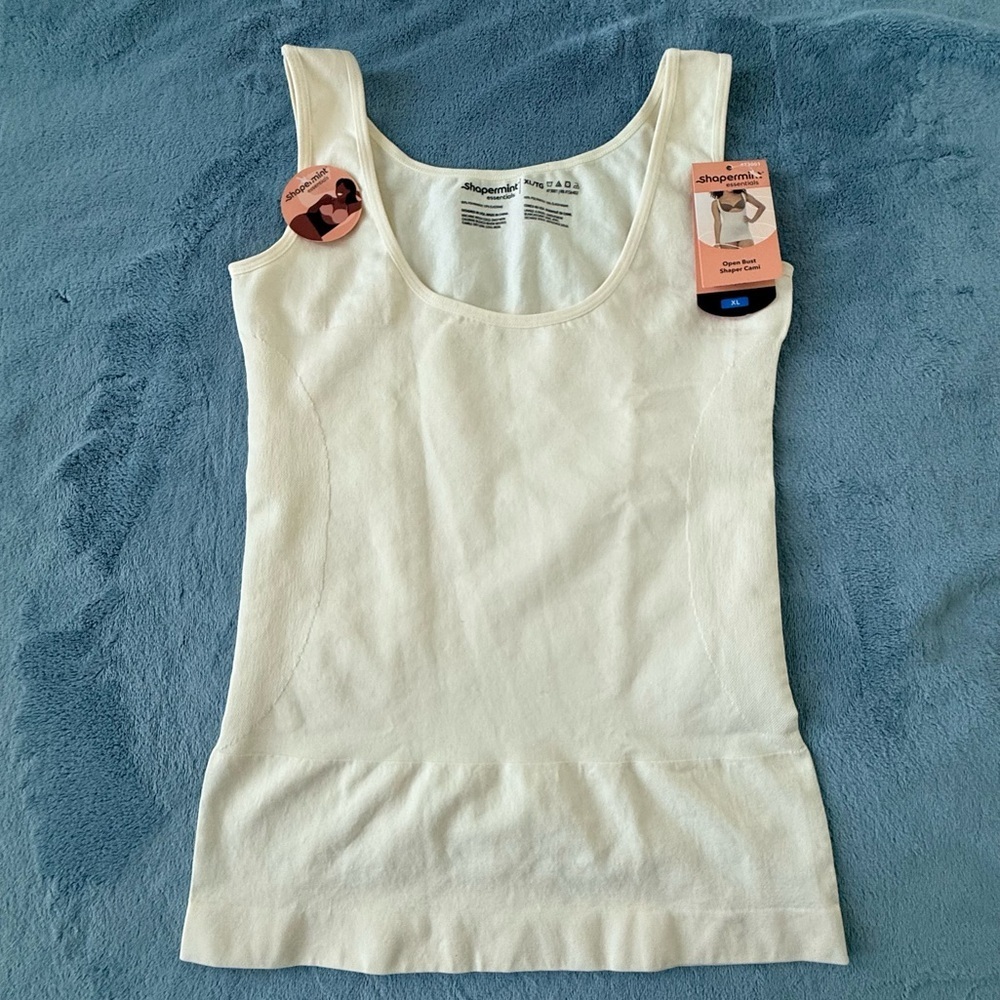 Shapermint Essentials Open Bust Shaper Cami in a beige/off-white color Size XL